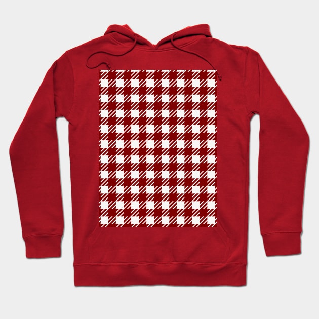 Large Dark Christmas Candy Apple Red Gingham Plaid Check Hoodie by podartist